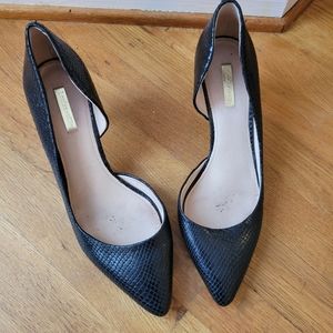 Louise et cie black leather snake print heels